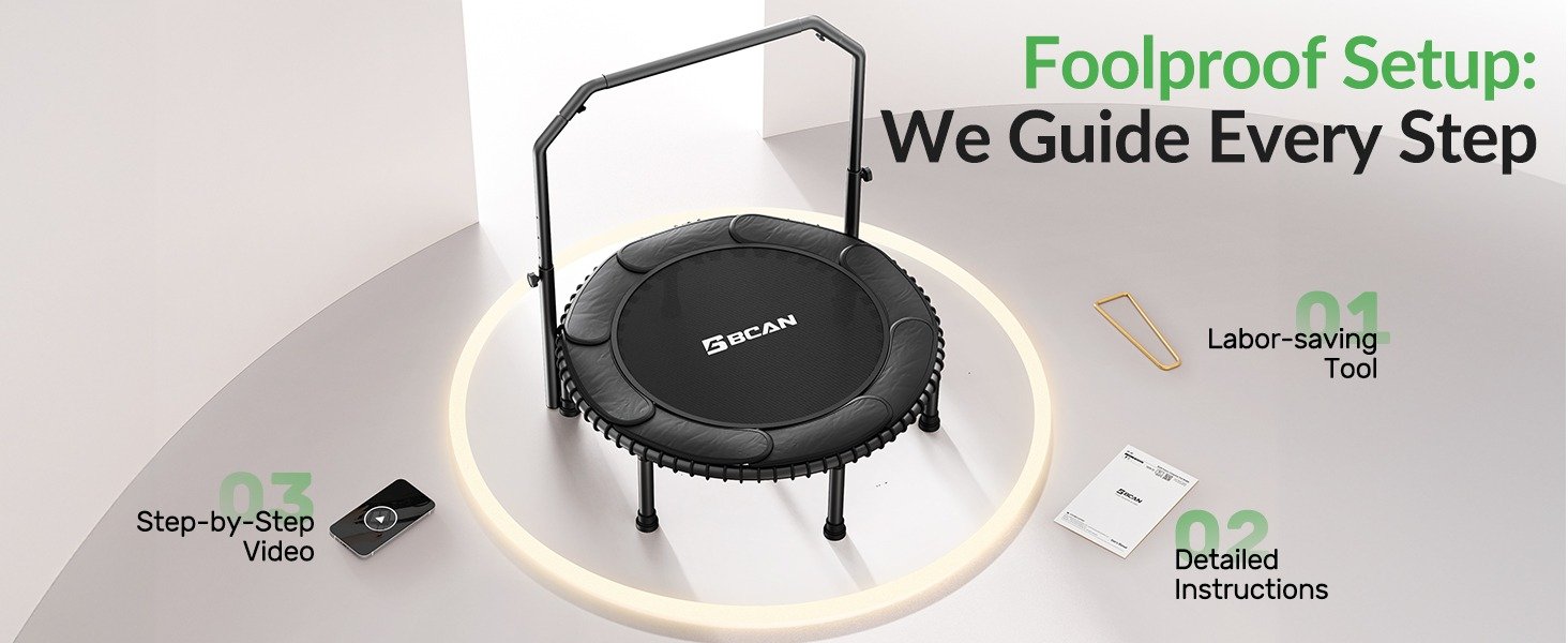 Trampoline de fitness BCAN Pliable - Structure en Acier 204kg et Usage Dynamique 163kg - A1 A1