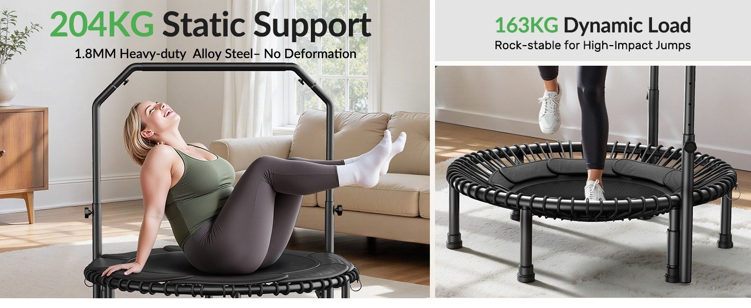 Trampoline de fitness BCAN Pliable - Structure en Acier 204kg et Usage Dynamique 163kg - A5 A5