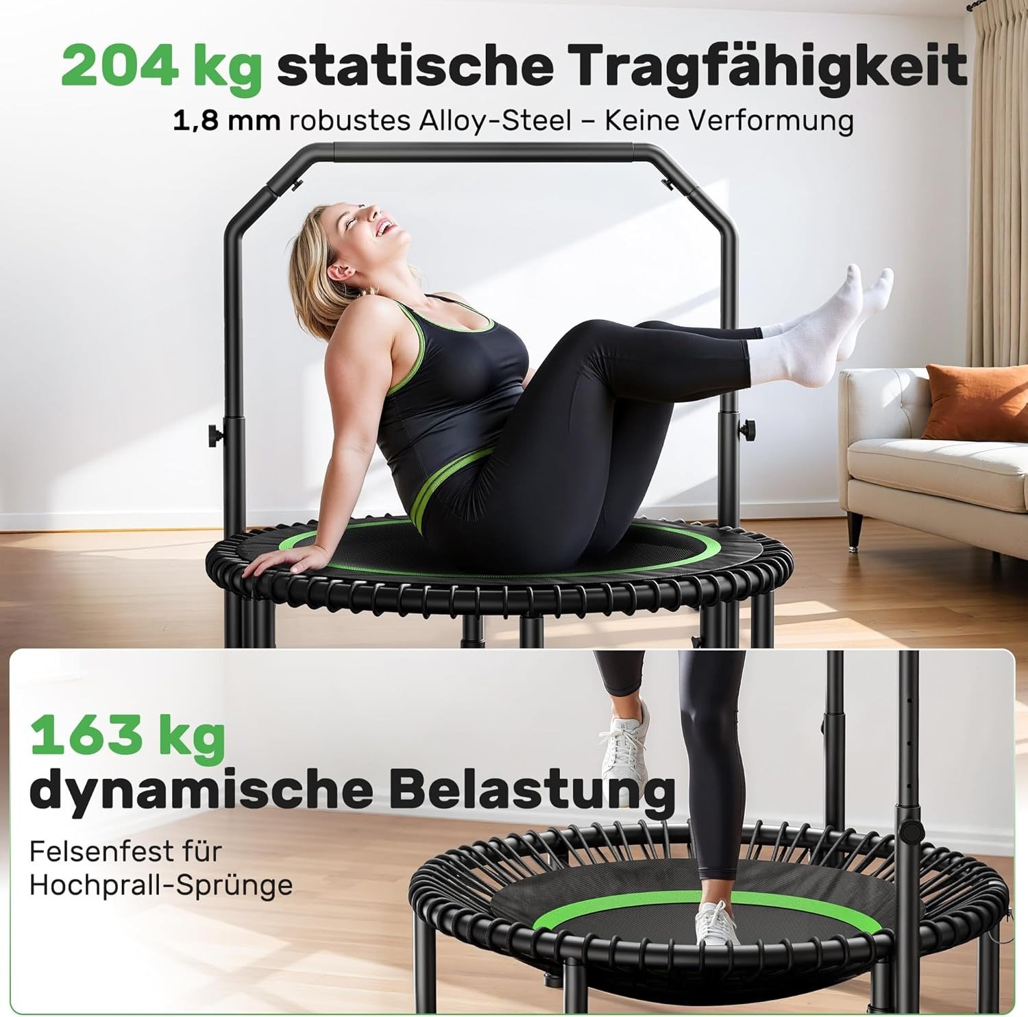 Réglage de la hauteur du guidon Guidon ajustable sur trois niveaux pour le Trampoline de fitness BCAN adapté aux adultes.