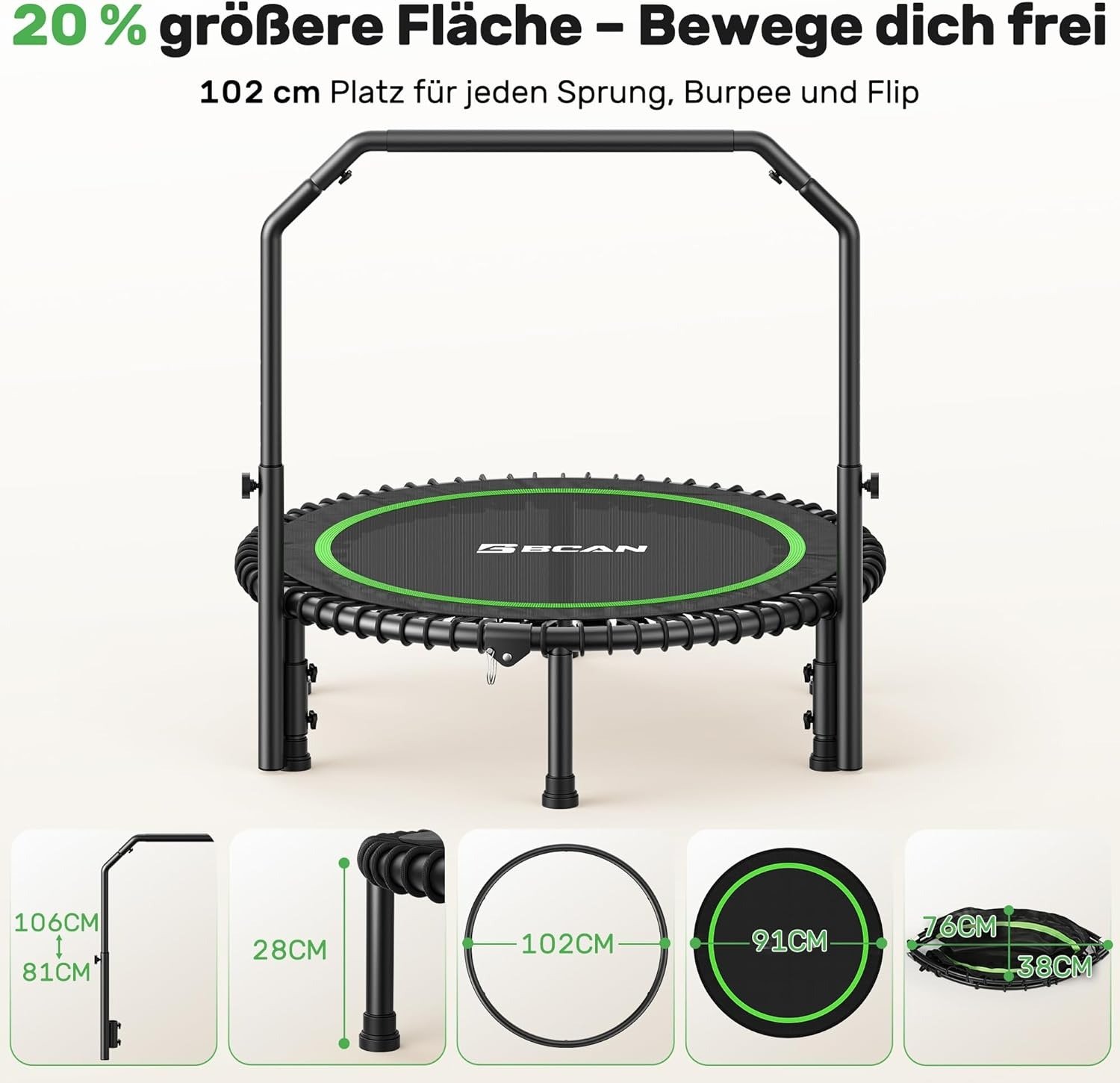 Pieds antidérapants et silencieux Embouts de jambes en caoutchouc du Trampoline de fitness BCAN pour un entraînement silencieux.